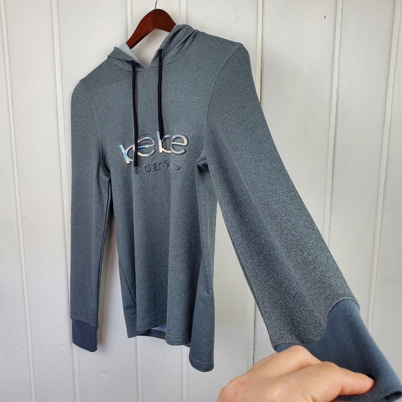 Bebe Sport Get Fit Gray Draw String Hoodie 3D Puffy Lettering Women's Small - Picture 4 of 11
